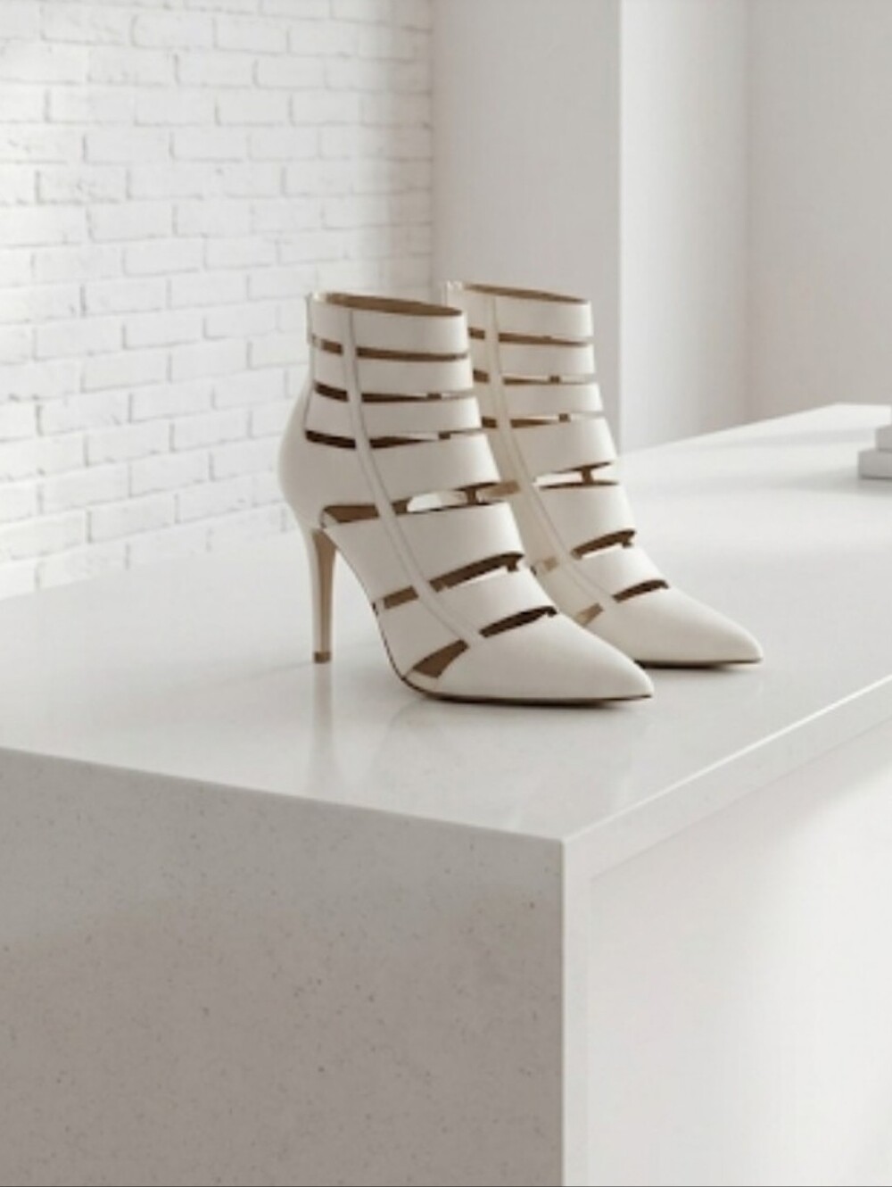 Vince Camuto Strappy Cut-Out Stiletto Heels in Cream Size 7